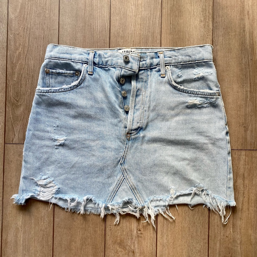 Agolde Distressed Jean Skirt